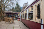 Railway carriage cafe at station